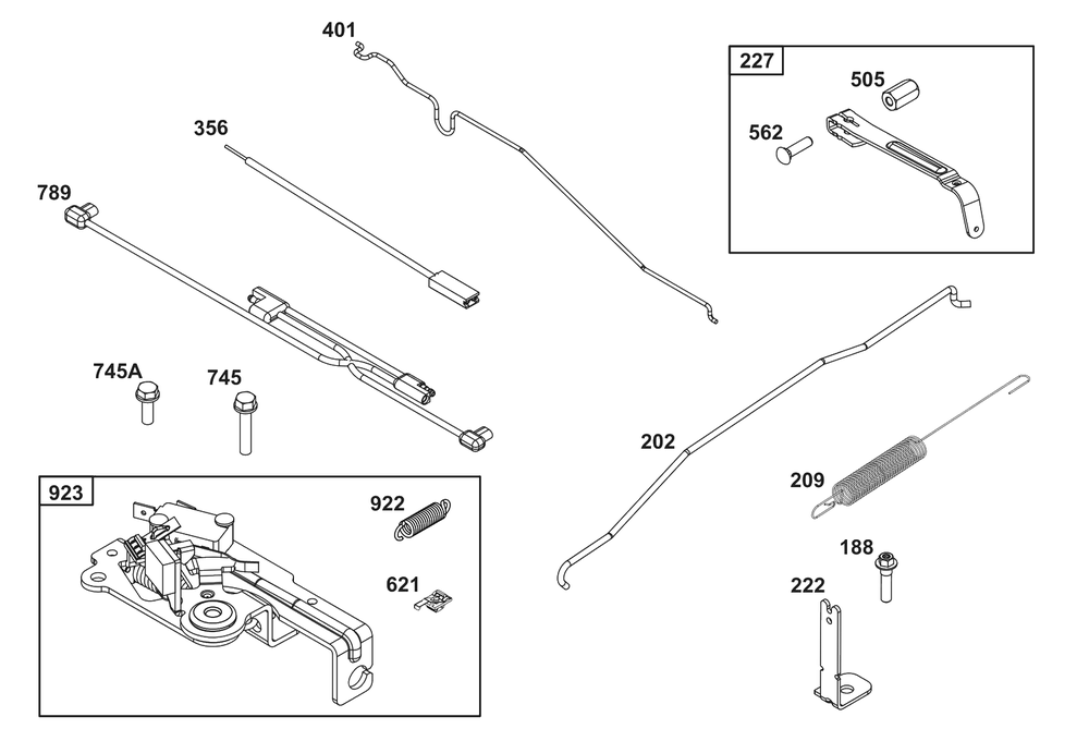 Controls Group Diagram and Parts List for 125P05-0072-H5  Briggs and Stratton Engine